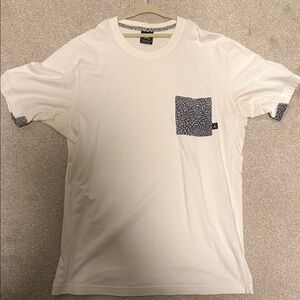 Jordan White Short Sleeve Tee with Navy Patterned Pocket